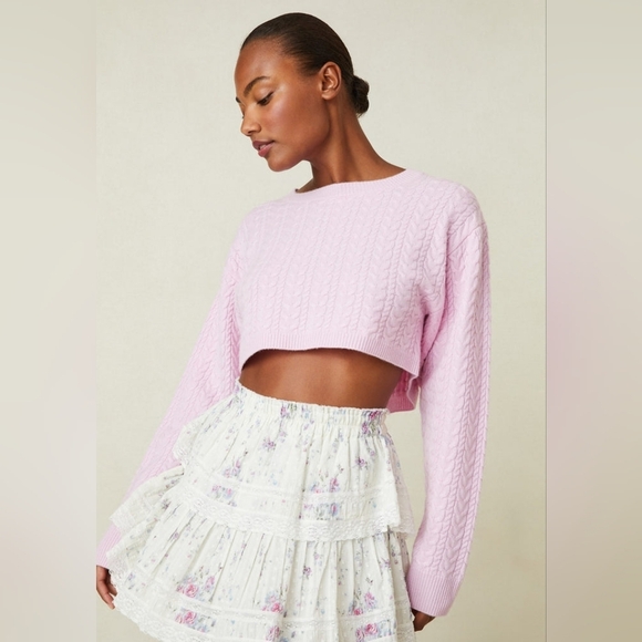 LoveShackFancy Sweaters - Loveshackfancy Calloway Crop Wool Cashmere Blend Pink Sweater Size M